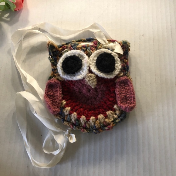 Hand Crochet Knit Owl Mini Cell Phone Purse - Picture 5 of 8